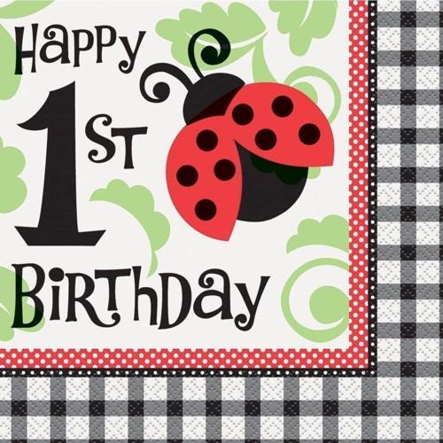 Uğur Böceği Temalı 1 Yaş Doğum Günü Partisi Peçetesi 16 Adet