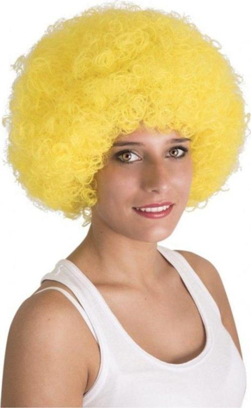Sarı Renk Kıvırcık Afro Bonus Peruk