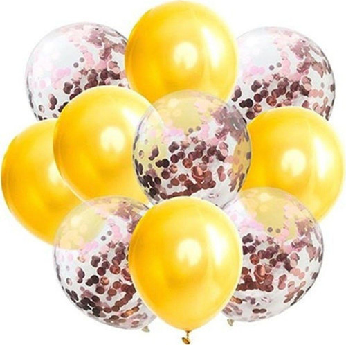 Sarı Şeffaf Konfetili Balon