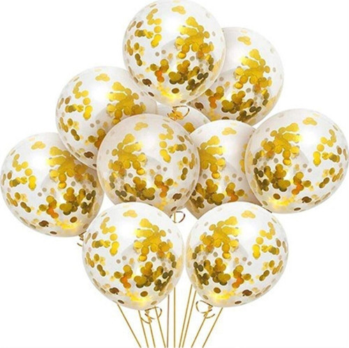 Şeffaf Gold Konfetili Balon 10 Adet