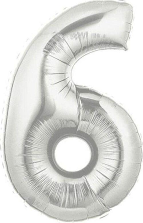 Şekilli Supershape Silver Rakam Folyo Balon 6 Numara