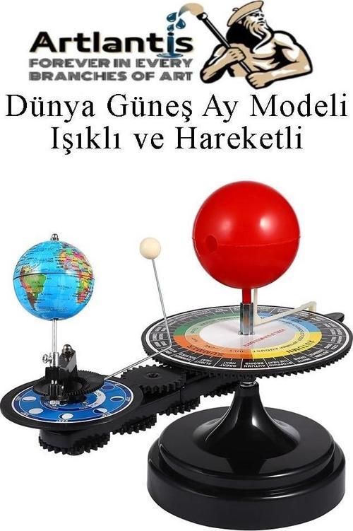 Dünya Güneş Ay Modeli Işıklı ve Hareketli 1 Adet Güneş Sistemi Deney Seti Astronomi Solar Sistem Deney Seti