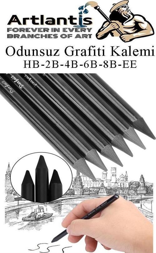 Odunsuz Grafiti Kalemi 6 lı 1 Paket Odunsuz Kömür Kalemi Füzen Kalemi Çizim Kalemi Eskiz ve Karakalem Kalemi