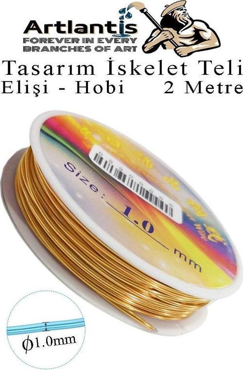 Renkli Tel Tasarım İskelet Teli 1.0mm 2 Metre 1 Adet Elişi Hobi El Sanatı Kararmaz Tel Makara Okul Deney Okul Sınıf