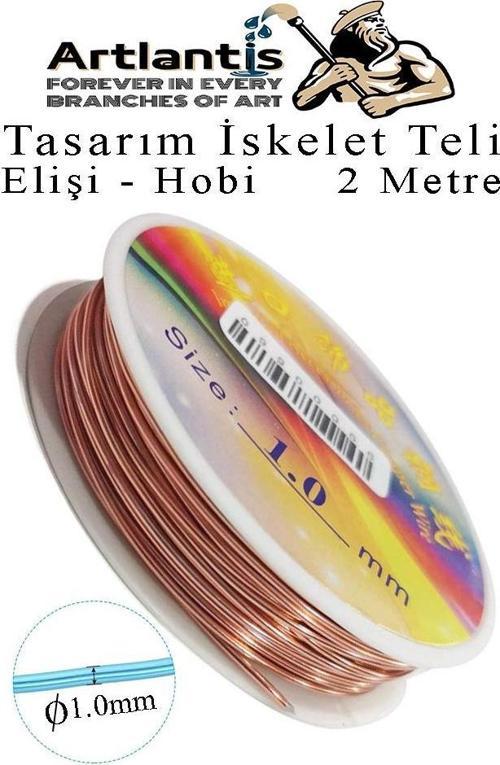 Renkli Tel Tasarım İskelet Teli 1.0mm 2 Metre 1 Adet Elişi Hobi El Sanatı Kararmaz Tel Makara Okul Deney Okul Sınıf