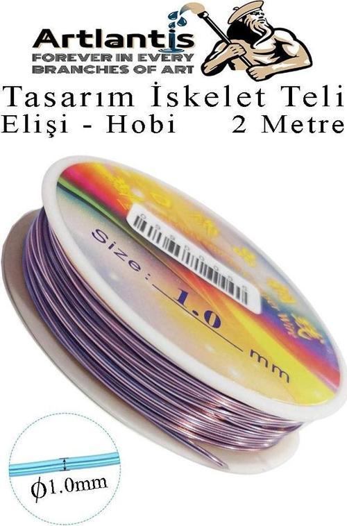 Renkli Tel Tasarım İskelet Teli 1.0mm 2 Metre 1 Adet Elişi Hobi El Sanatı Kararmaz Tel Makara Okul Deney Okul Sınıf