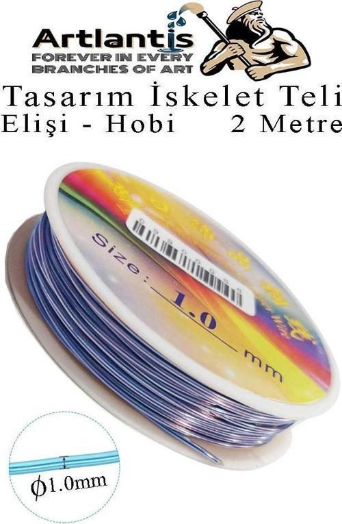 Renkli Tel Tasarım İskelet Teli 1.0mm 2 Metre 1 Adet Elişi Hobi El Sanatı Kararmaz Tel Makara Okul Deney Okul Sınıf