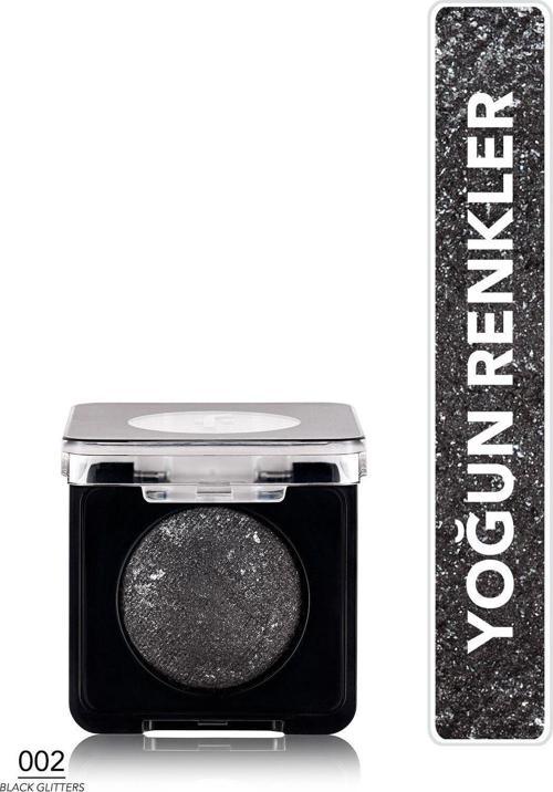 Yoğun Işıltılı Göz Farı - 002 Black Glitters- Baked Eyeshadow - 8682536052368