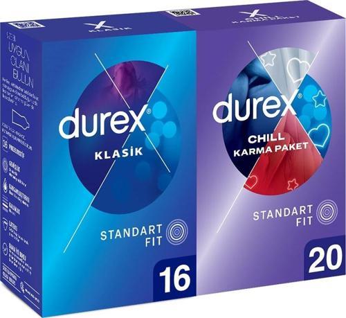 Klasik Kondom 16 lı ve Durex Chill Karma Prezervatif 20 li