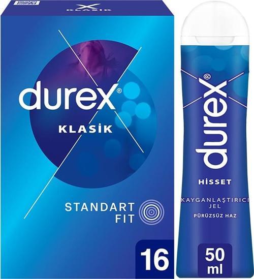 Klasik Kondom 16 lı ve Durex Kayganlaştırıcı Jel Hisset 50 ml