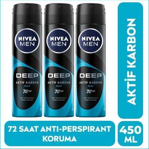 Erkek Deep Beat Aktif Karbon Deodorant 150 ml x 3 Adet