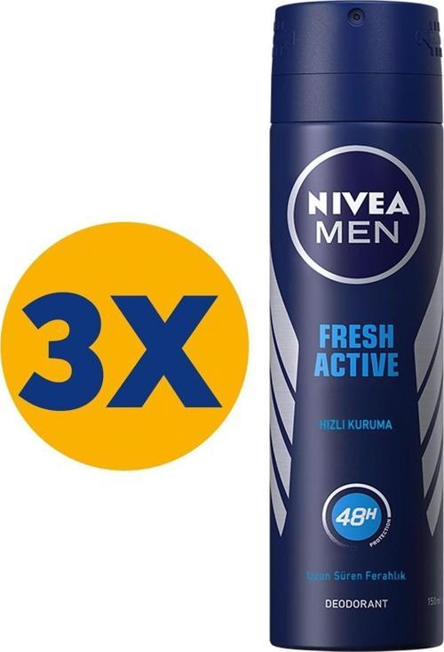 Fresh Active Deodorant Pudrasız 150 ml x 3 Adet