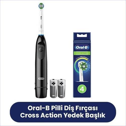 Pro Battery Siyah Pilli Diş Fırçası ve Cross Action Başlık 4 lü
