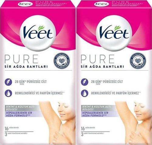 Pure Sir Ağda Bandı Bikini Bölgesi ve Koltuk Altı 16 lı x 2 Adet