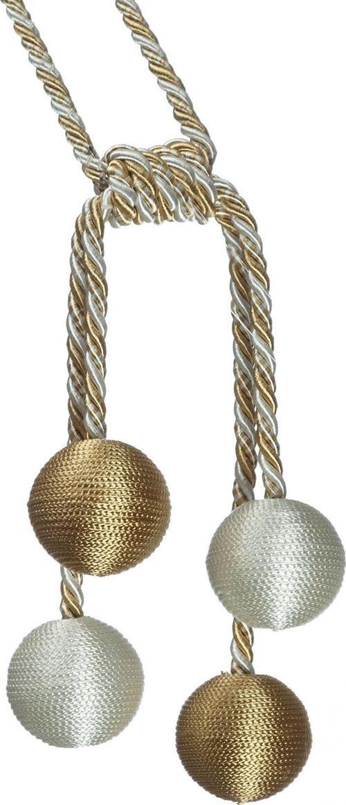 Beyaz-Gold 4 Toplu Braçol Perde Toplama Kordonu Beyaz-Gold