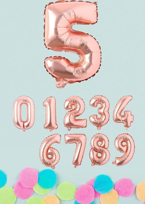 Rose Gold Rakam Folyo Balon Rose Gold Sayı Balonlar 16 İnç 40 Cm