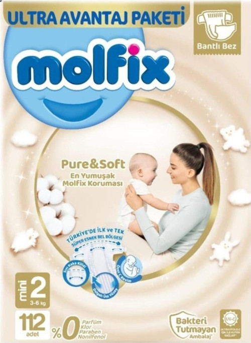 Pure&Soft Bebek Bezi Ultra Avantaj Paketi 2 Beden 3-6 Kg 112 Adet