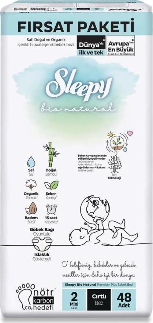 Bio Natural Bebek Bezi Fırsat Paketi 2 Beden 48 Adet