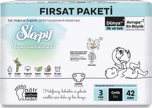 Bio Natural Bebek Bezi Fırsat Paketi 3 Beden 42 Adet