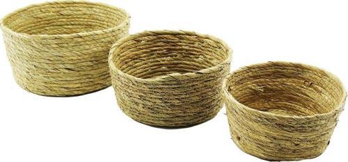 3 Boy Yuvarlak Hasır Organizer Sepet Ç: 20-24-28Cm - Y: 10-12-14Cm (4741)