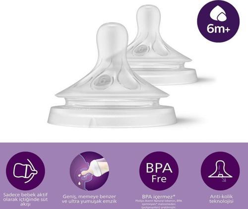 Avent Doğal Tepkili Natural Response 2'Li Biberon Emziği No:6 6+ Ay