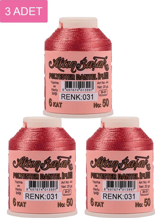 3 Adet Altınbaşak Oya Ve Dantel İpi 20 Gr - Royaleks - No: 031