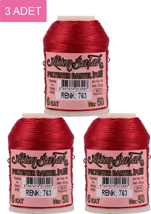 3 Adet Altınbaşak Oya Ve Dantel İpi 20 Gr - Royaleks - No: 763