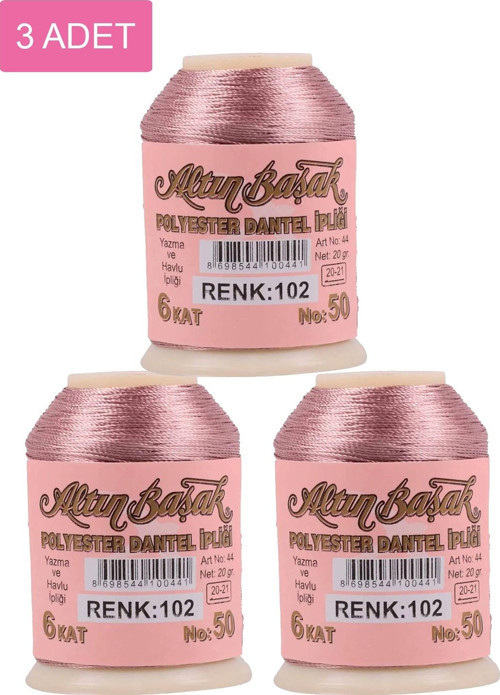 3 Adet Altınbaşak Oya Ve Dantel İpi 20 Gr - Royaleks - No: 102
