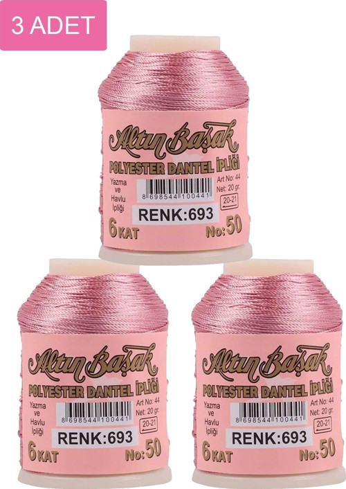 3 Adet Altınbaşak Oya Ve Dantel İpi 20 Gr - Royaleks - No: 693
