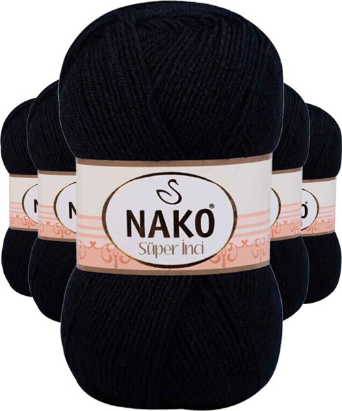 5 Adet Süper İnci El Örgü İpi 100 Gr Siyah 217