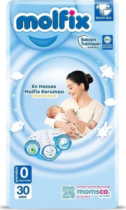 Premature Bebek Bezi 0 Beden 0-3 Kg 30 Adet