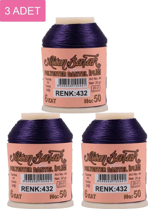 3 Adet Altınbaşak Oya Ve Dantel İpi 20 Gr - Royaleks - No: 432