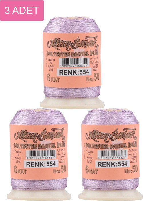 3 Adet Altınbaşak Oya Ve Dantel İpi 20 Gr - Royaleks - No: 554