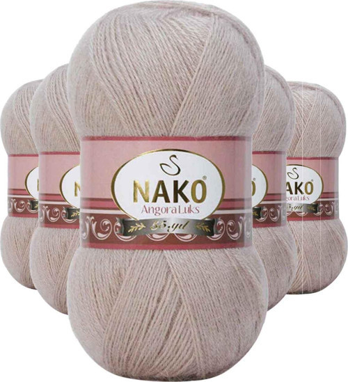 5 Adet Angora Lüks El Örgü İpi Pembeli Gri 3079