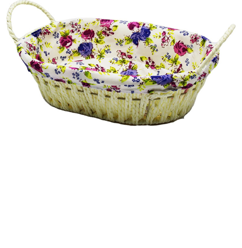 Renkli Bezli Oval Hasır Ekmek Sepeti Royaleks-8821