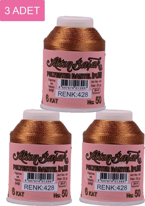 3 Adet Altınbaşak Oya Ve Dantel İpi 20 Gr - Royaleks - No: 428