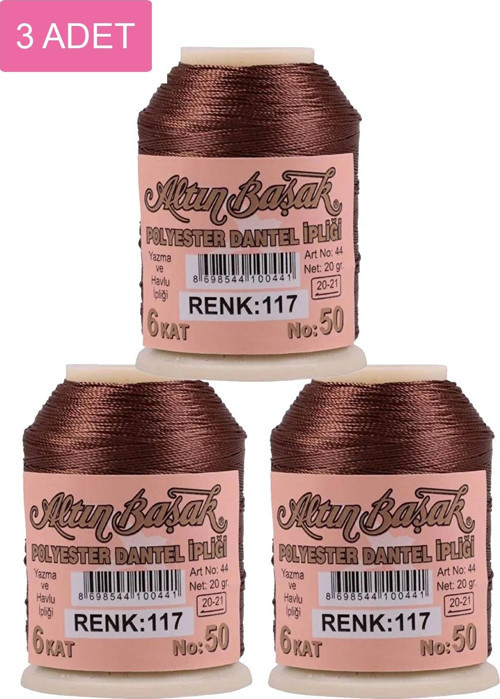 3 Adet Altınbaşak Oya Ve Dantel İpi 20 Gr - Royaleks - No: 117