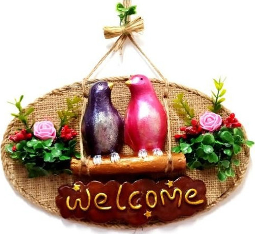 Kuş Tasarımlı Welcome Yazılı Kapı Süsü