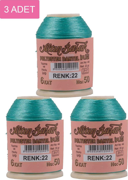 3 Adet Altınbaşak Oya Ve Dantel İpi 20 Gr - Royaleks - No: 022