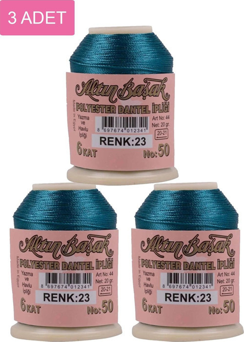 3 Adet Altınbaşak Oya Ve Dantel İpi 20 Gr - Royaleks - No: 023