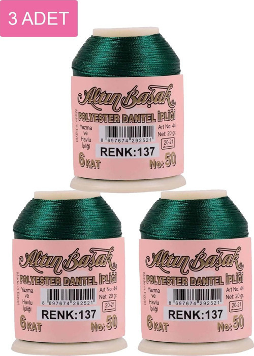 3 Adet Altınbaşak Oya Ve Dantel İpi 20 Gr - Royaleks - No: 137