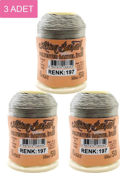 3 Adet Altınbaşak Oya Ve Dantel İpi 20 Gr - Royaleks - No: 197