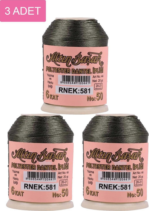 3 Adet Altınbaşak Oya Ve Dantel İpi 20 Gr - Royaleks - No: 581