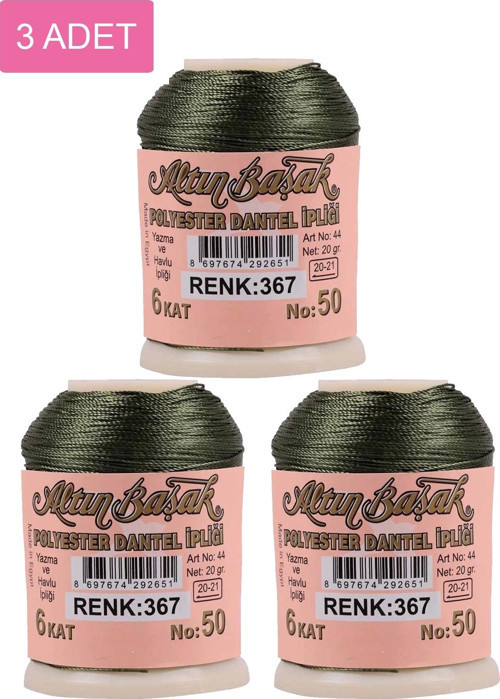 3 Adet Altınbaşak Oya Ve Dantel İpi 20 Gr - Royaleks - No: 367