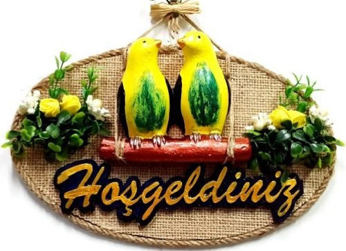Muhabbet Kuşlu Hoşgeldiniz Kapı Süsü