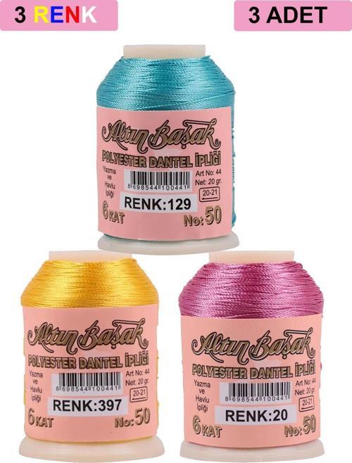 3 Adet Altınbaşak Oya Ve Dantel İpi 20 Gr - Royaleks - No: 397 - 020 - 129