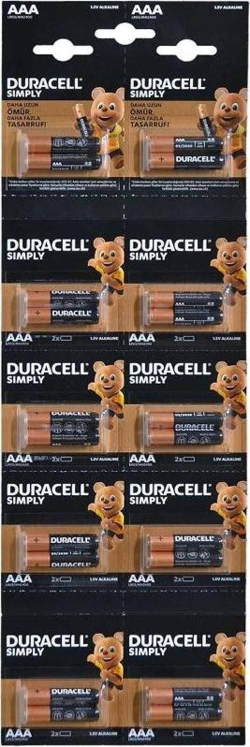 Lr03/Mn2400 1.5V Alkalin Aaa İnce Kalem Pil 20Li Kartela Paket Fiyat (2Li Yırtmalı) (4741)