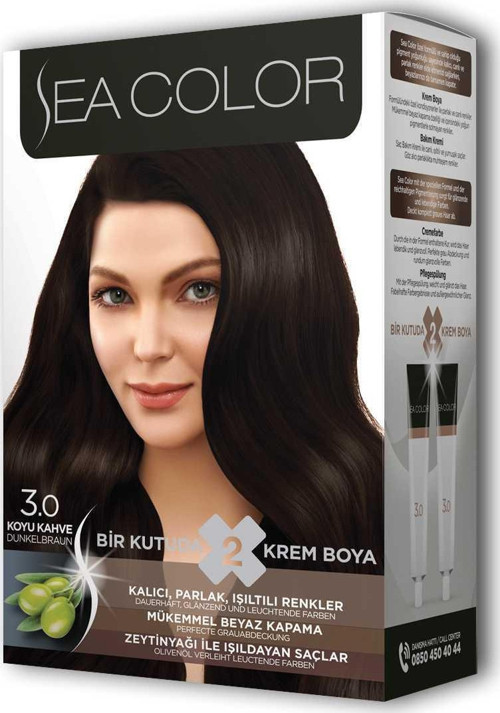 2 Tüp Krem Saç Boyası Seti Koyu Kahve No:3.0