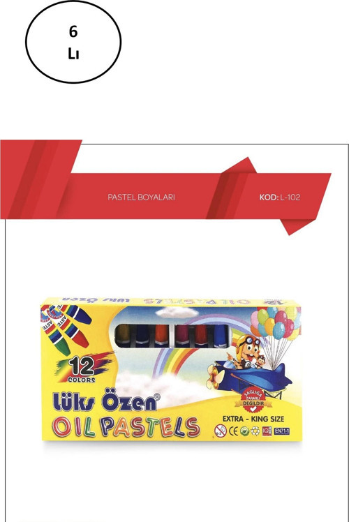 Lüks Özen 12 Renk Karton Pastel Boya 6'Lı