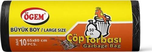Büyük Boy Çöp Torbası 65 X 80 Cm 10 Lu Rulo X 5 Paket = 50 Adet (Siyah)